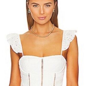 Karina Grimaldi White Eyelet Ruffle Top